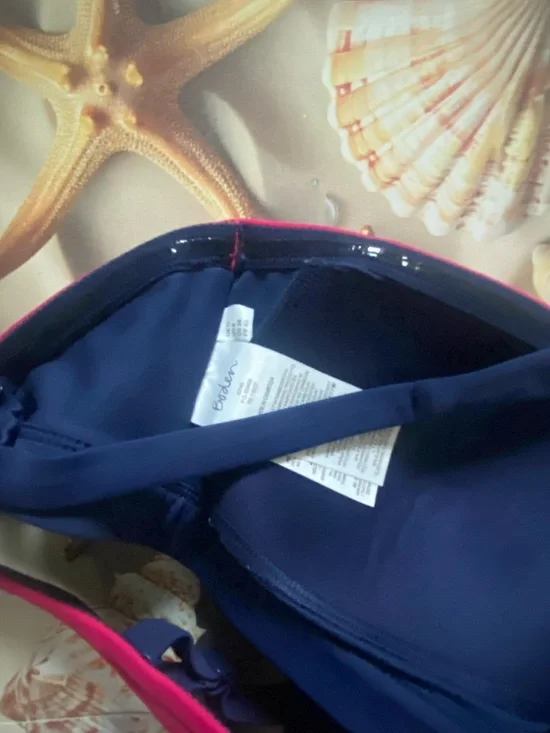 Boden Corsica Bikini Top Pink & Navy Contrast Strappy Swim Top - Picture 5 of 8
